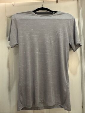 All Saints Men's Light Gray Slub Crew Neck Tee